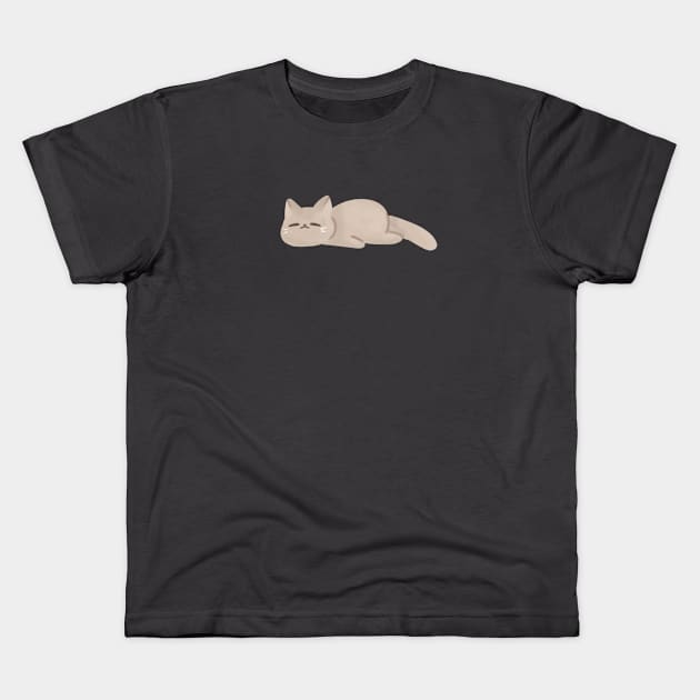 cute lazy cat sleeping Kids T-Shirt by House of Marlune